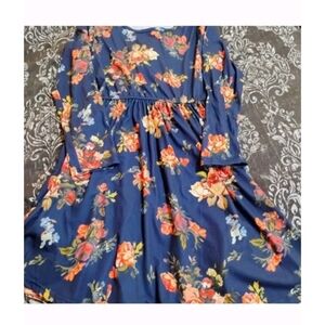 Floral Navy Long Sleeve Dress